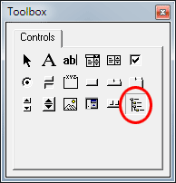 The Excel VBA toolbox showing a  Treeview control