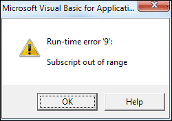 Subscript out of range error