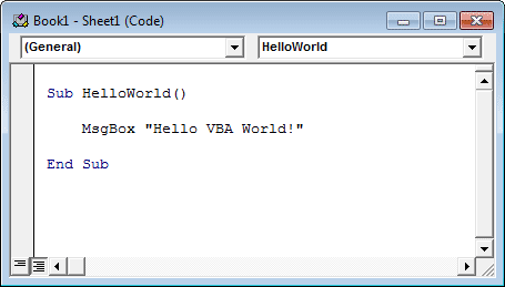 A simple Hello Word Macro in Excel