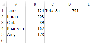 Spreadsheet showing results of Excel VBA code