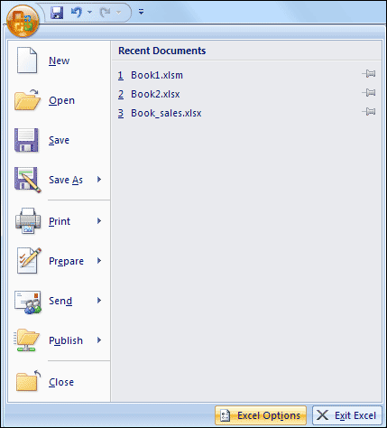 Excel Options button