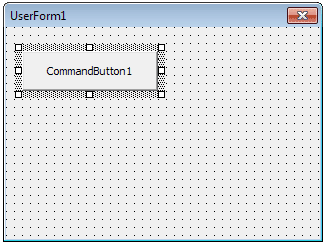 A Command Button drawn on a VBA Form