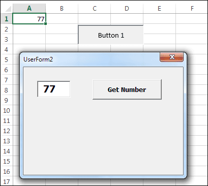 An Excel User Form launched from a button