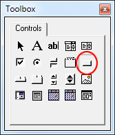 A Command Button highlighted in the Toolbox