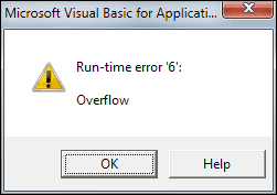 An overflow error in Excel