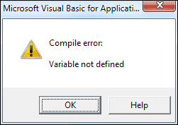 Variable Not Defined error in Excel VBA